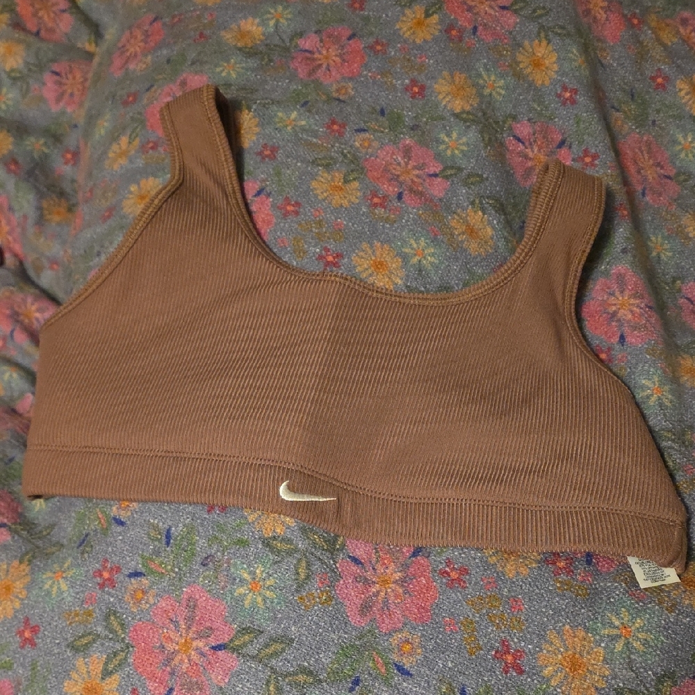 Nike Brown Ribbed Sports Bra